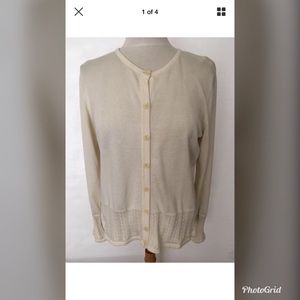 NWT New Jones Wear Beige Cardigan Sweater Sz L